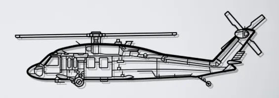 Black Hawk Helicopter Outline Wall Art