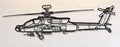 Apache Helicopter Outline Wall Art